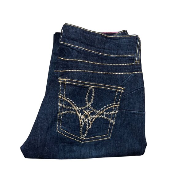 Wrangler Denim - Wrangler Bootcut Juniors Womens Jeans 5 6 33 Dark Wash Pockets Logo Western Blue